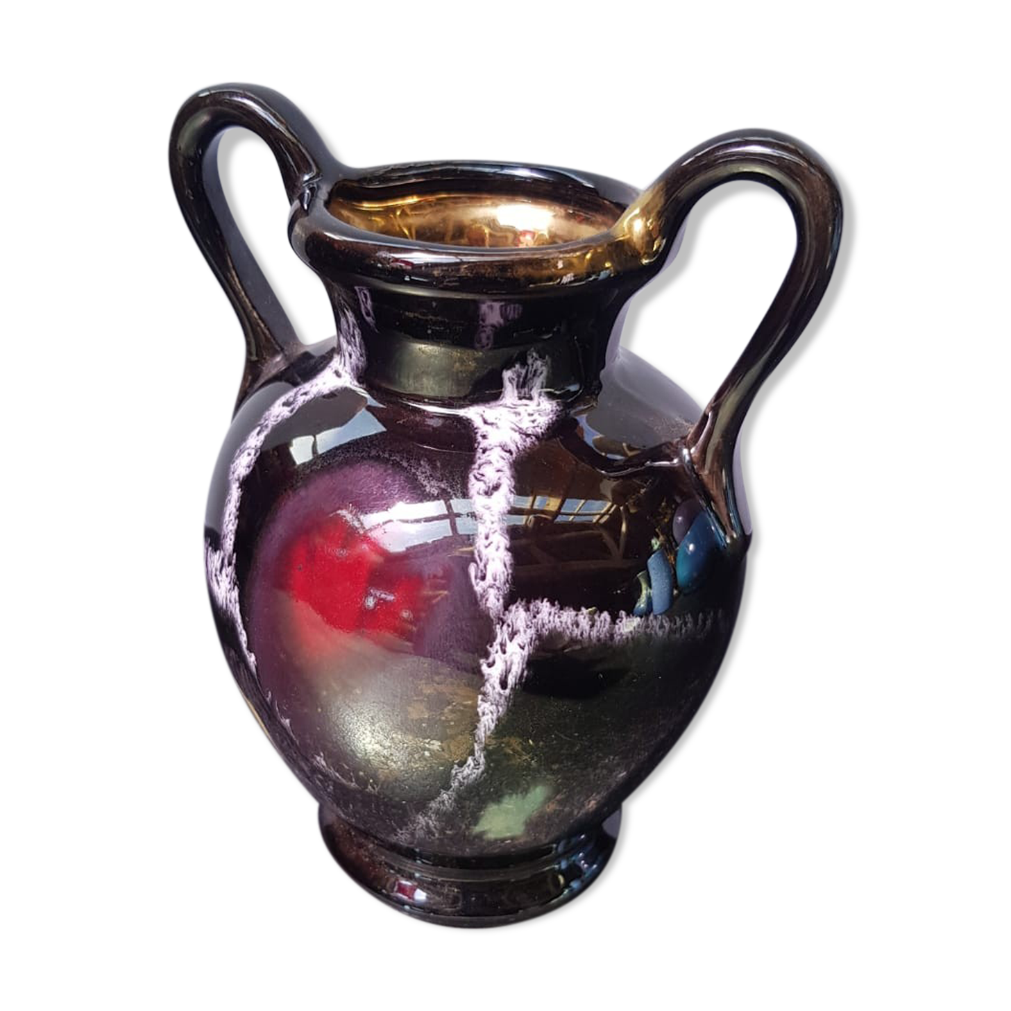 Old vase with coves ceramic black