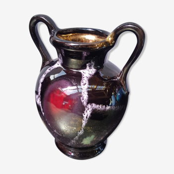 Old vase with coves ceramic black