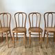 Set of 4 cane chairs in bentwood and honey-coloured cane thonet early 20th century