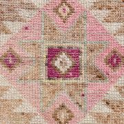 Fuchsia & Pink Vintage Runner Rug,Anatolian Geometric Wool Carpet,80x364 Cm