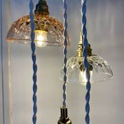 5-light waterfall pendant light with vintage pink and transparent glass shades