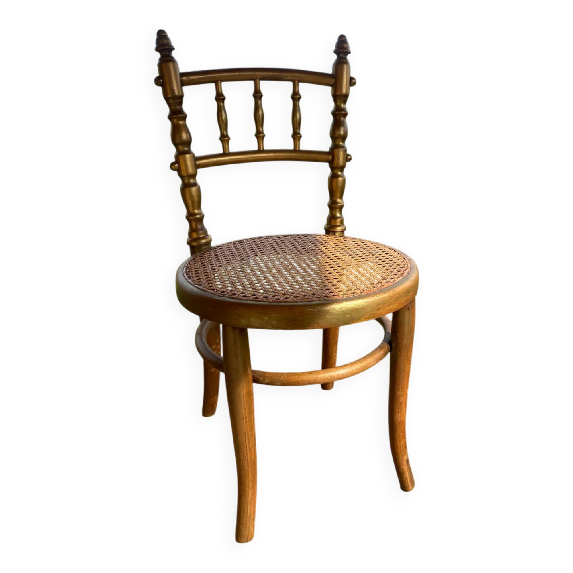 Children's chair in cane and curved wood