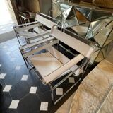 Pair of leather and steel armchairs by marcel breuer for gavina, " wassily b3 "