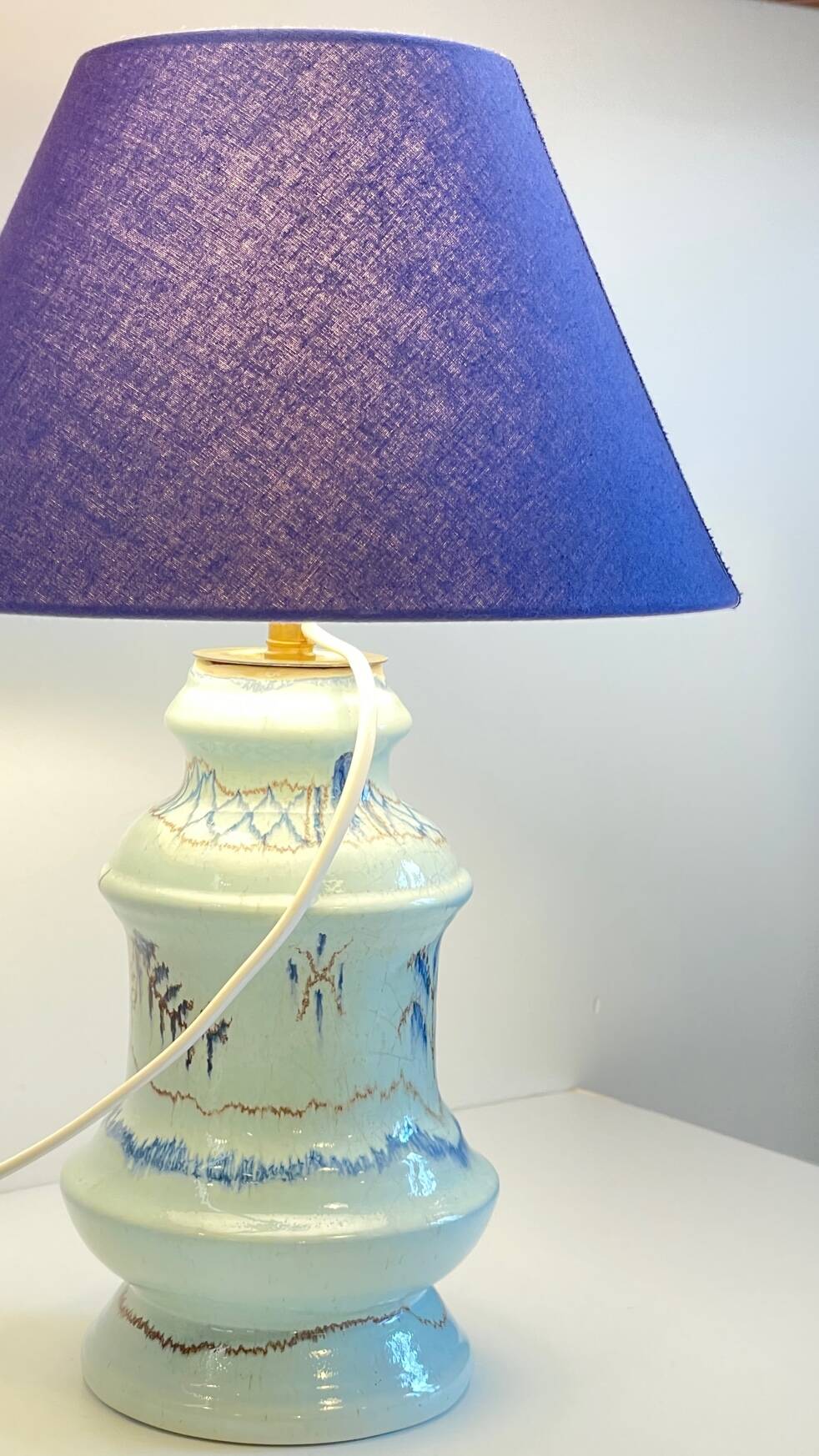 Lampe céramique bleue océan