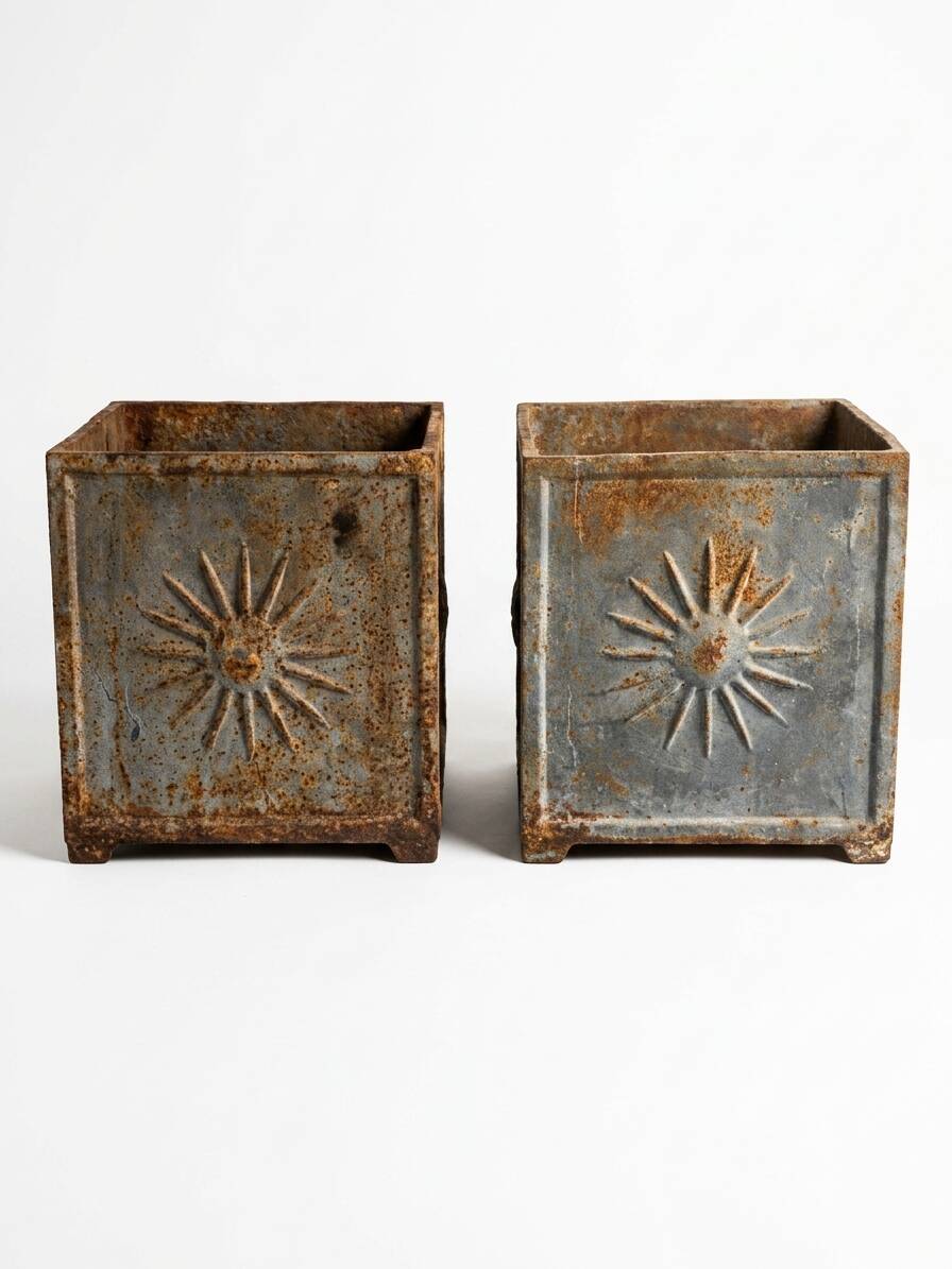 Pair of cast iron planters