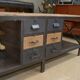 Industrial sideboard from metal and wood factory 1950