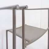 Set of 4 gray metal chairs in the style of Starck's "Von Vogelsans" model