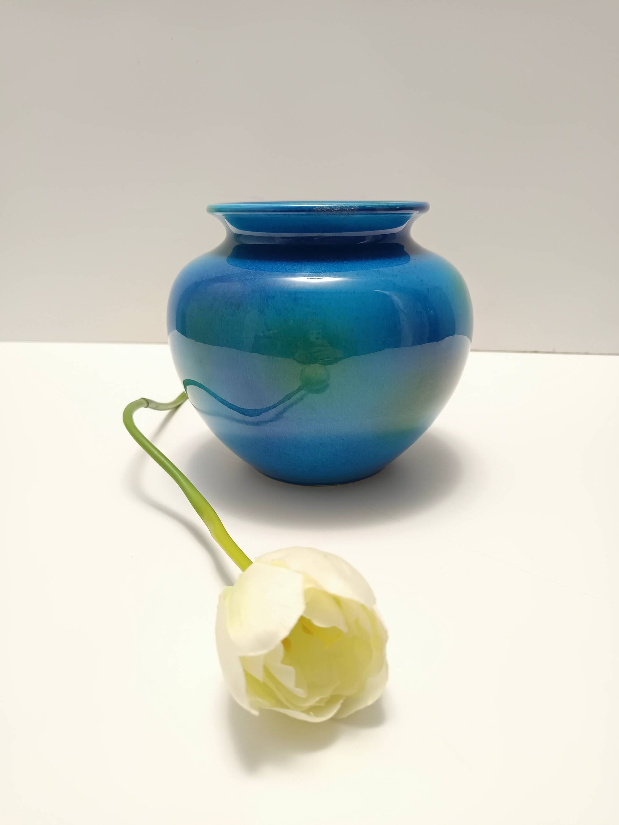 Rimini Blue Ceramic Vase by Aldo Londi for Bitossi and Italica Ars, Italy