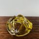 Cendrier vintage en verre moulé jaune et transparent