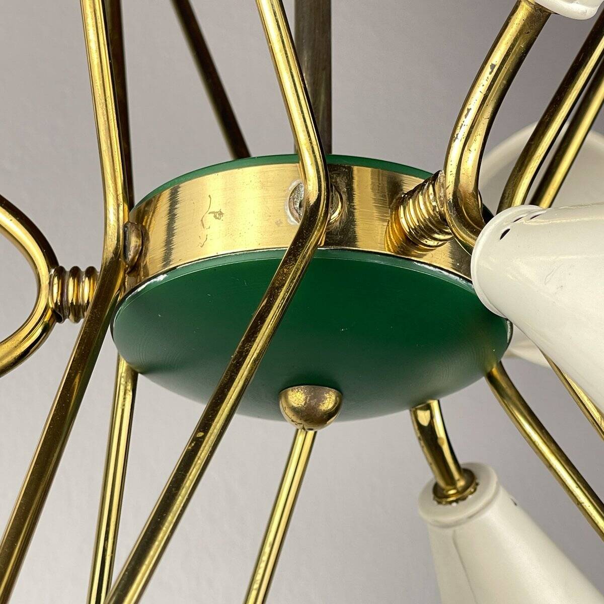 Metal chandelier mid-century modernist by Stilnovo, 1970s