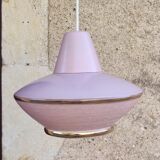Vintage pink glass pendant light in Space Age style