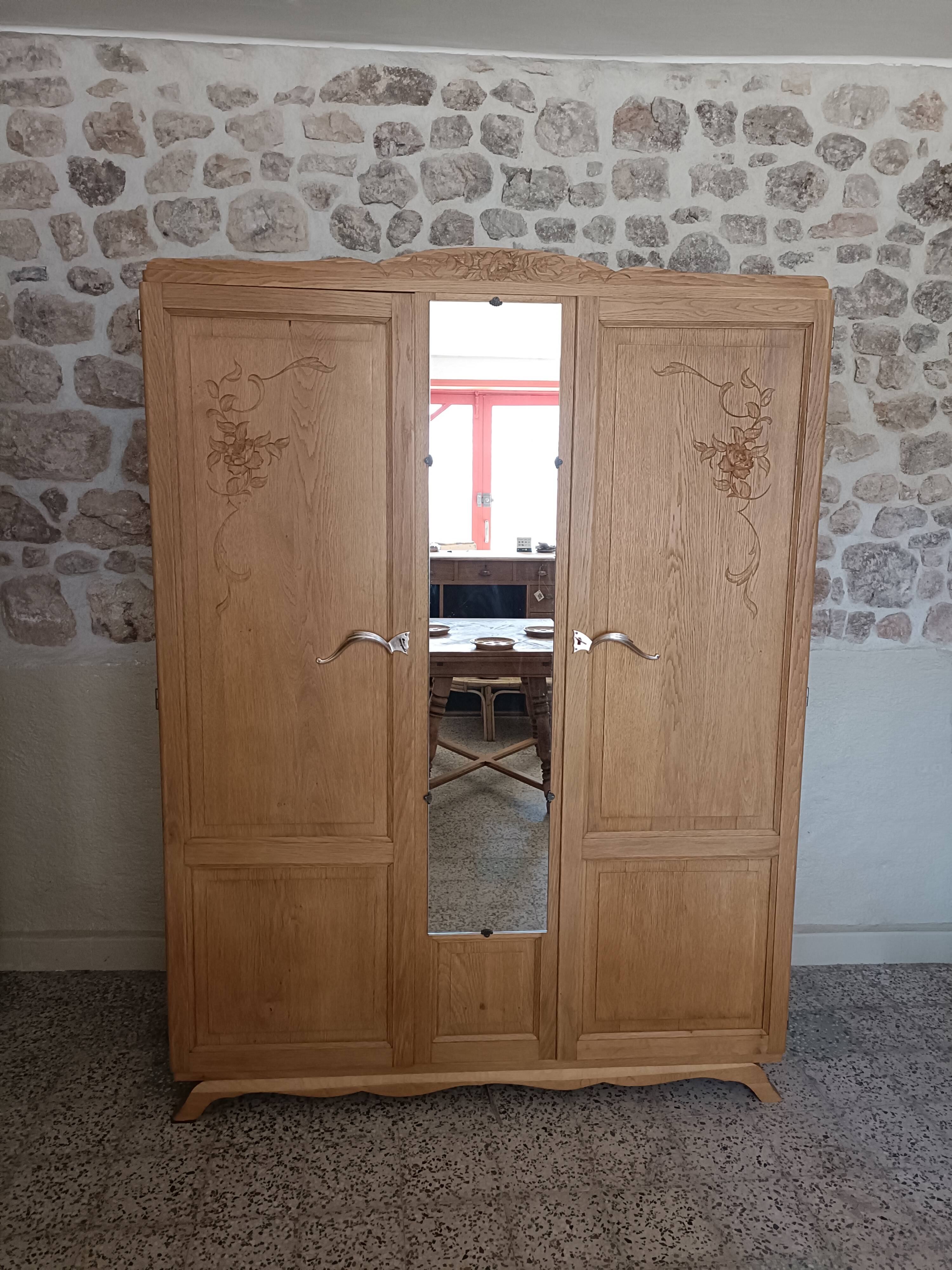 Renovated Art Deco oak wardrobe
