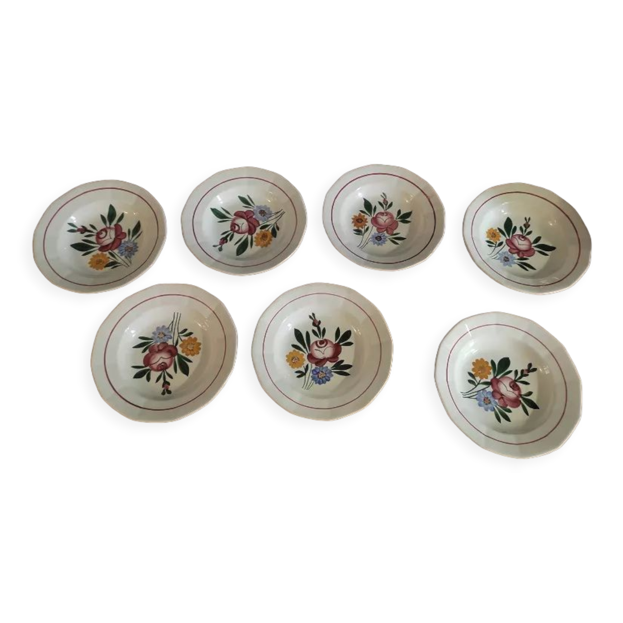 Hollow plates sarreguemines chatenois flowers