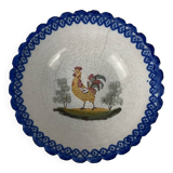 Regional earthenware small hollow dish decorated with 20th century rooster