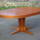 Round wooden table with 3 extensions, table with central star foot, dining table, living room table