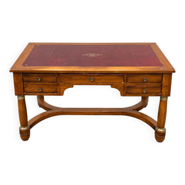 Bureau français du XIXe style empire en acajou, cuir avec rallonges 