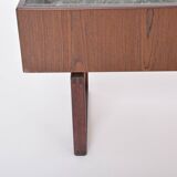 Elegant Danish Midcentury Teak wooden Planter Box with inlay metal tub