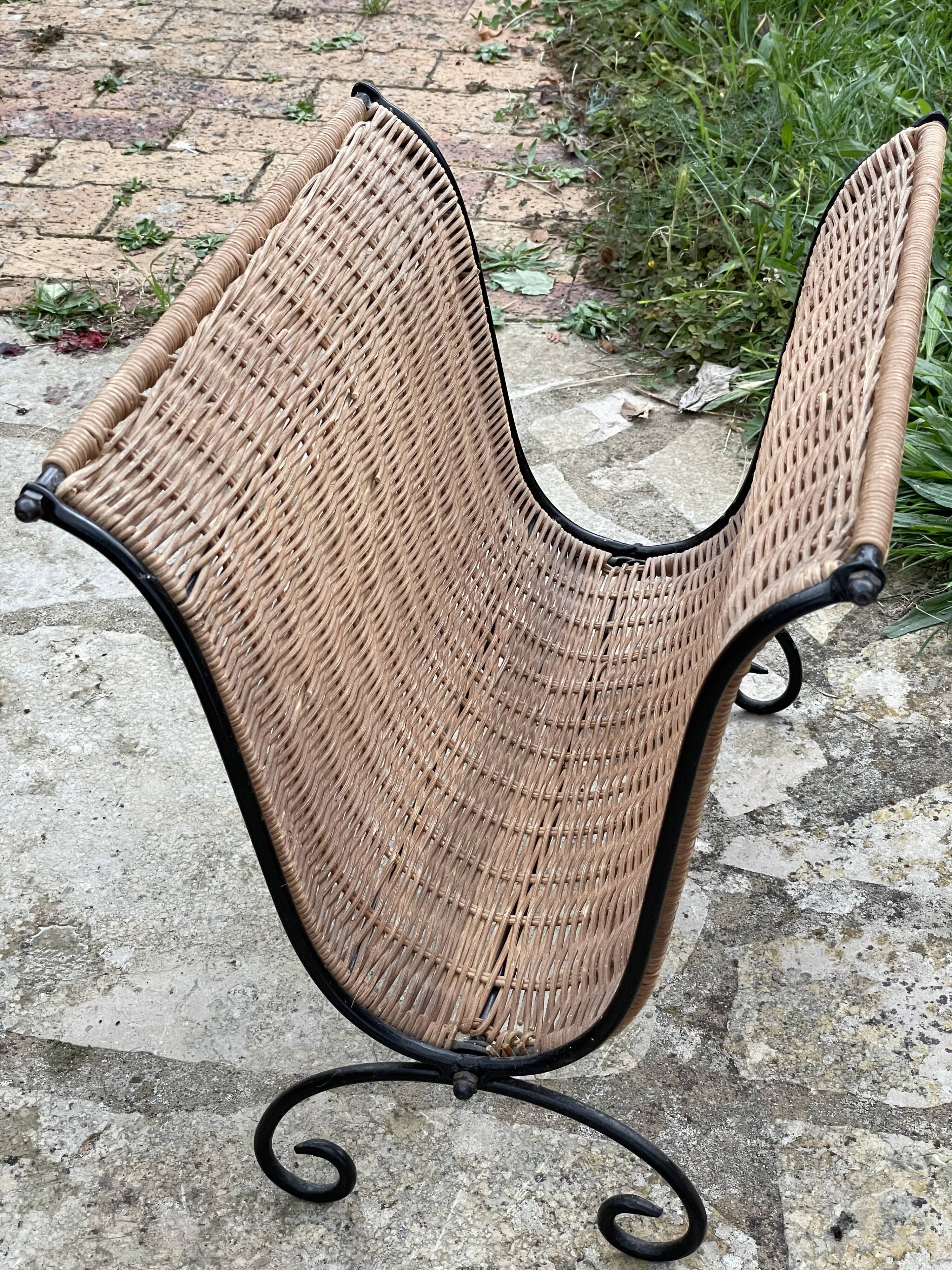 Porte revue rotin métal fer forgé