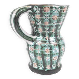 Robert Picault (1919-2000) - Earthenware pitcher with green grid decoration