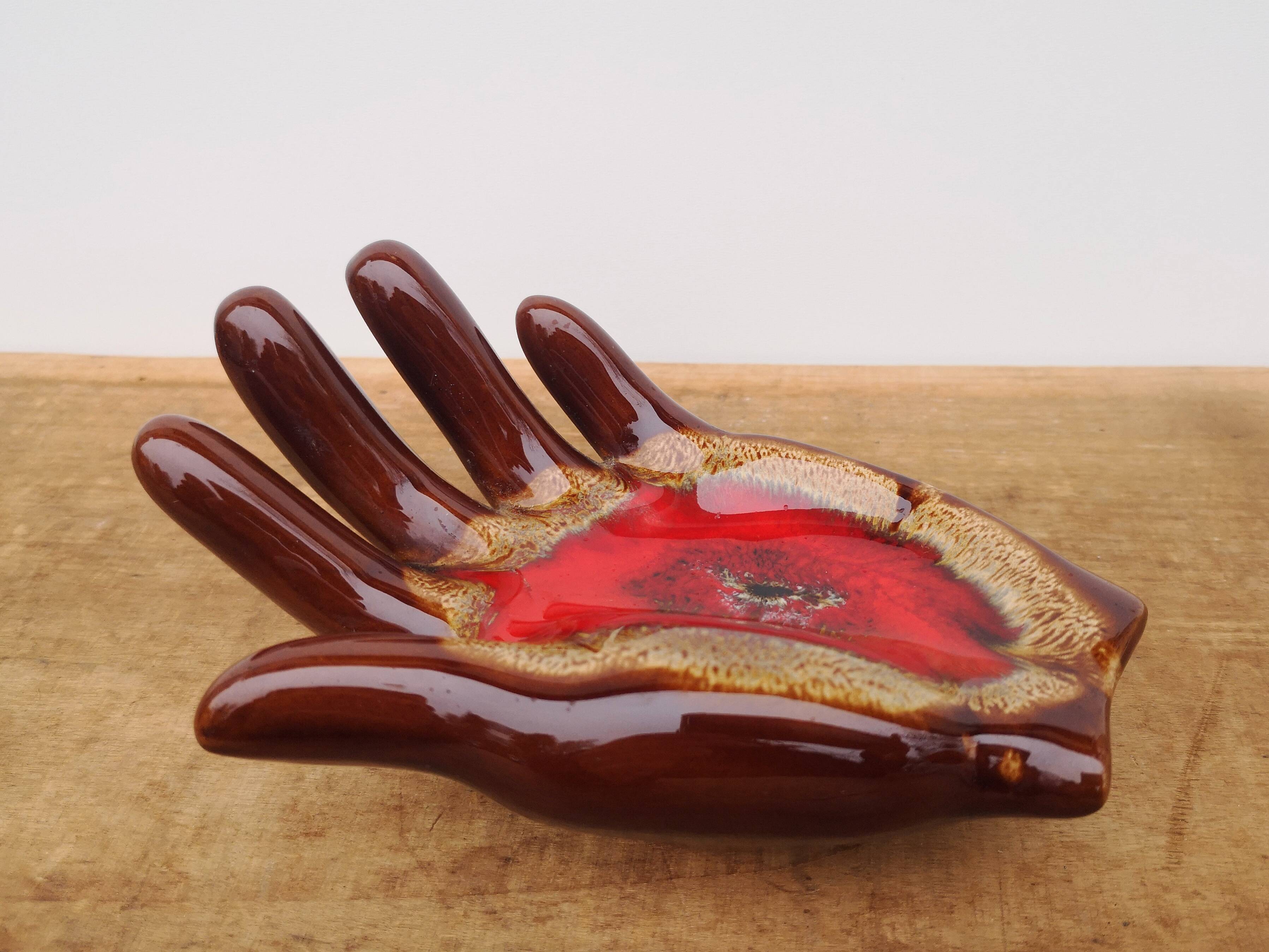 Vintage hand glazed ceramic ashtray