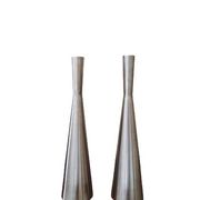 Pair of vintage brushed metal candlesticks