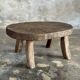 Small stool or small oval side table in solid teak wabi-sabi H24 53