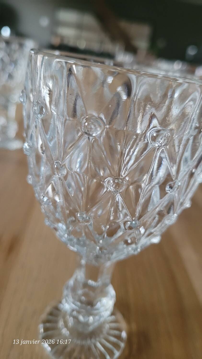 5 thick glass stemmed glasses