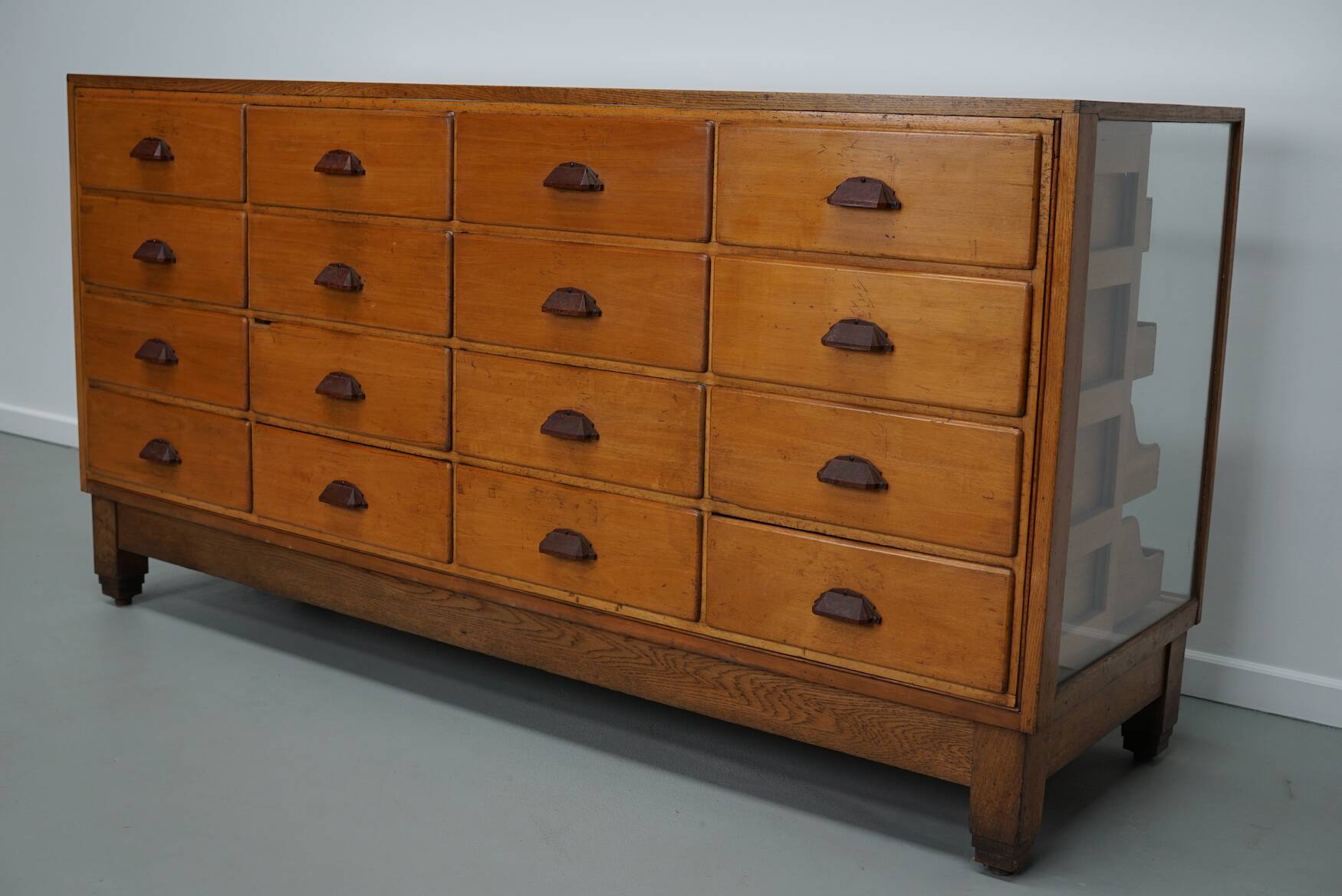 Antique British Maple & Oak Haberdashery Cabinet or Shop Counter, 1920/30s