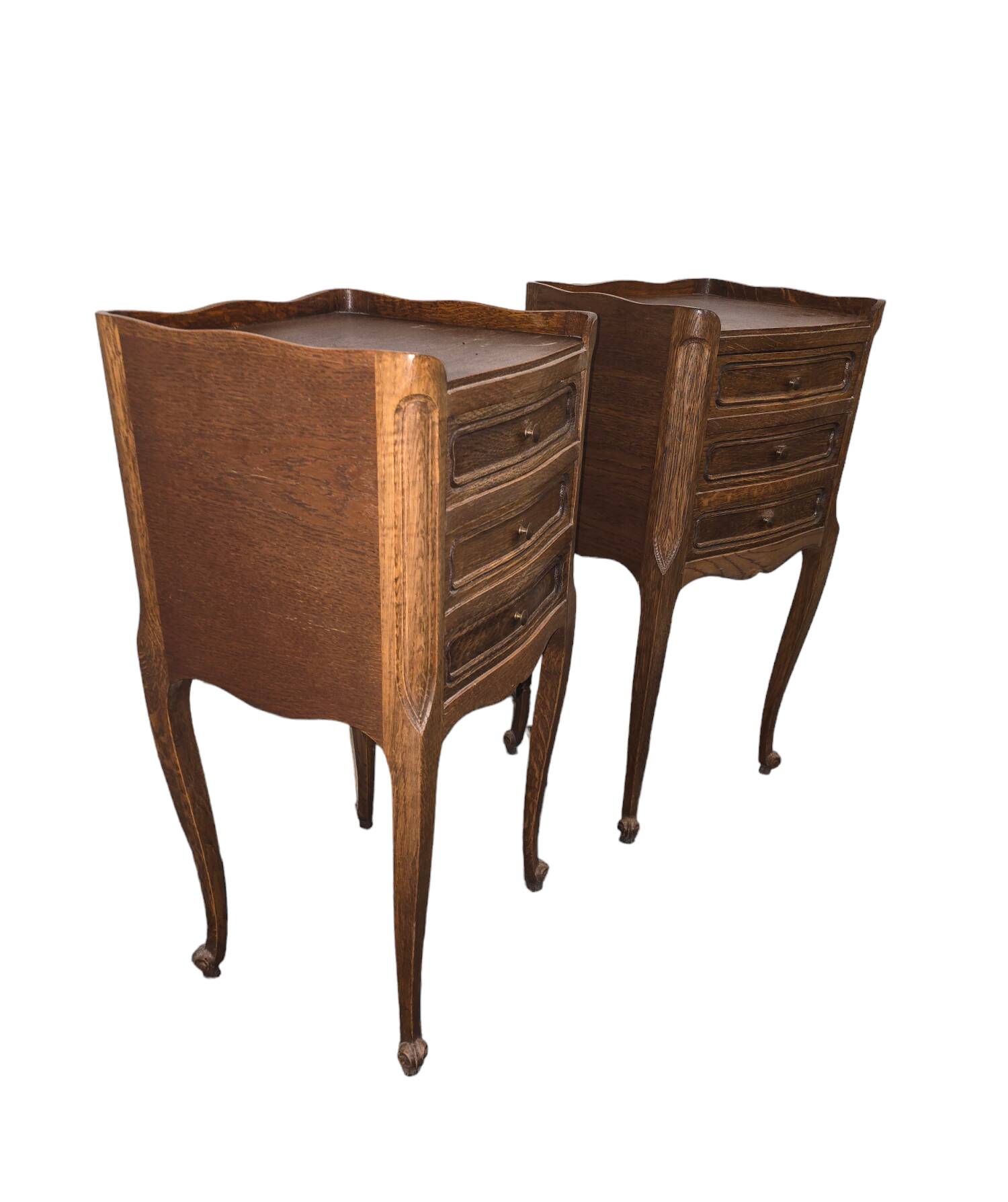 Pair of Louis XV style bedside tables in oak