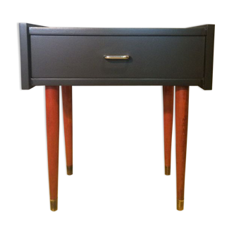 French vintage bedside revisited in black mast 60