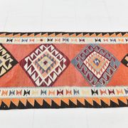 3x10 Turkish Orange & Burgundy Kilim Runner Rug, 92x302Cm