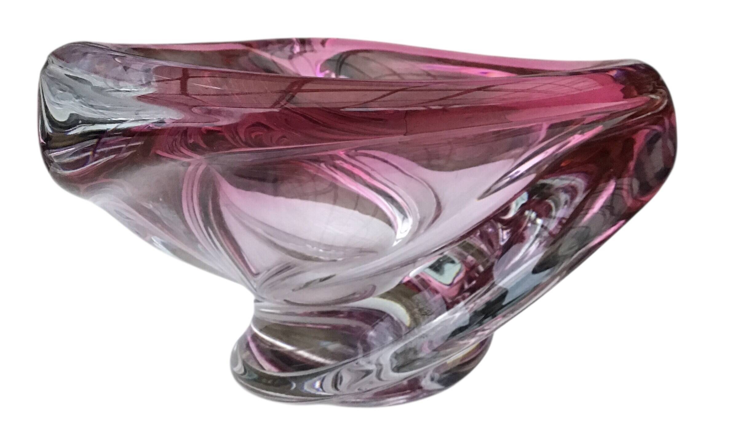 Vase Wave Val-Saint-Lambert ruby submerged design Delvenne 1950