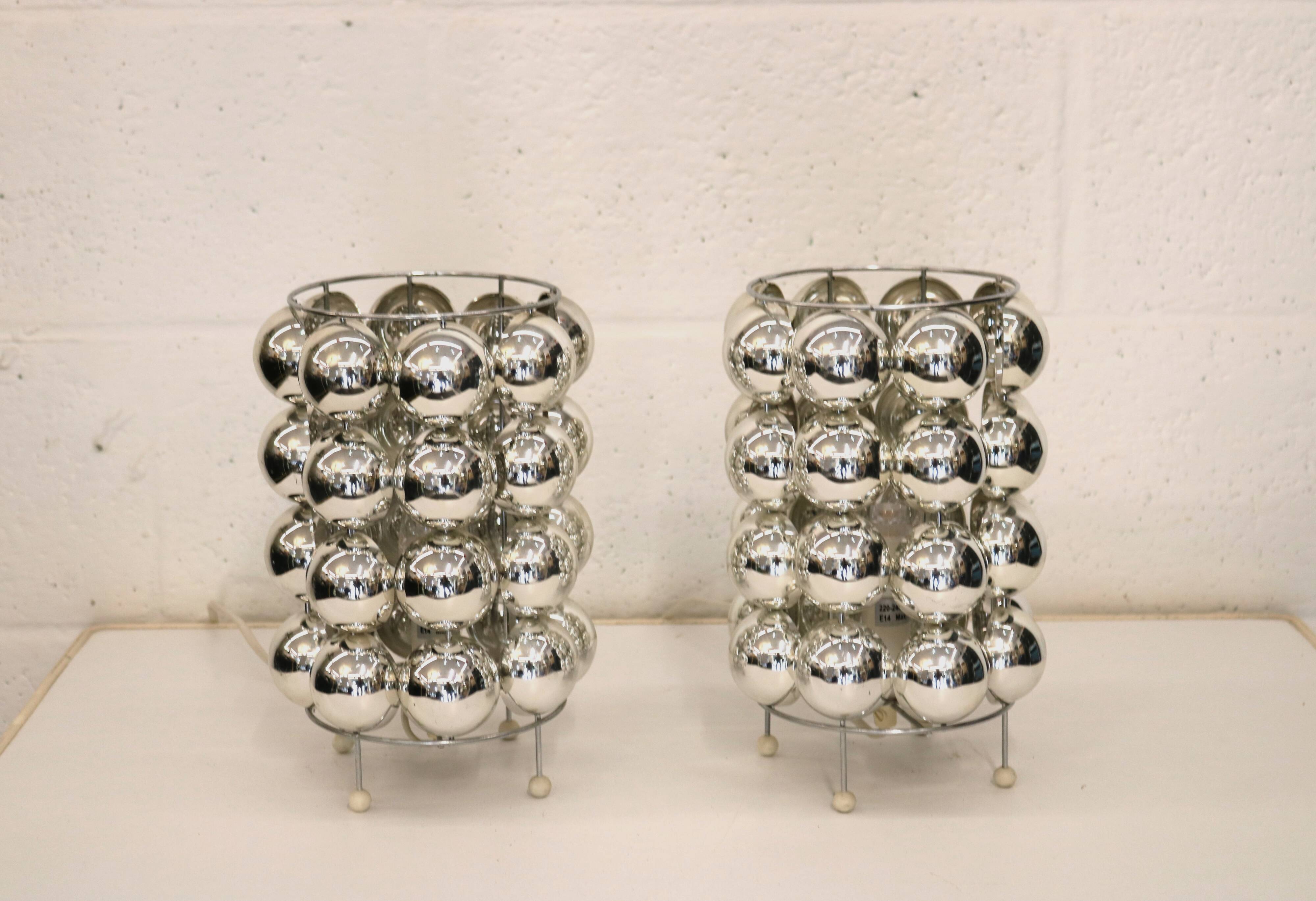 Pair of  Kare design table lamps model 62455 with chromed plastic bubbles