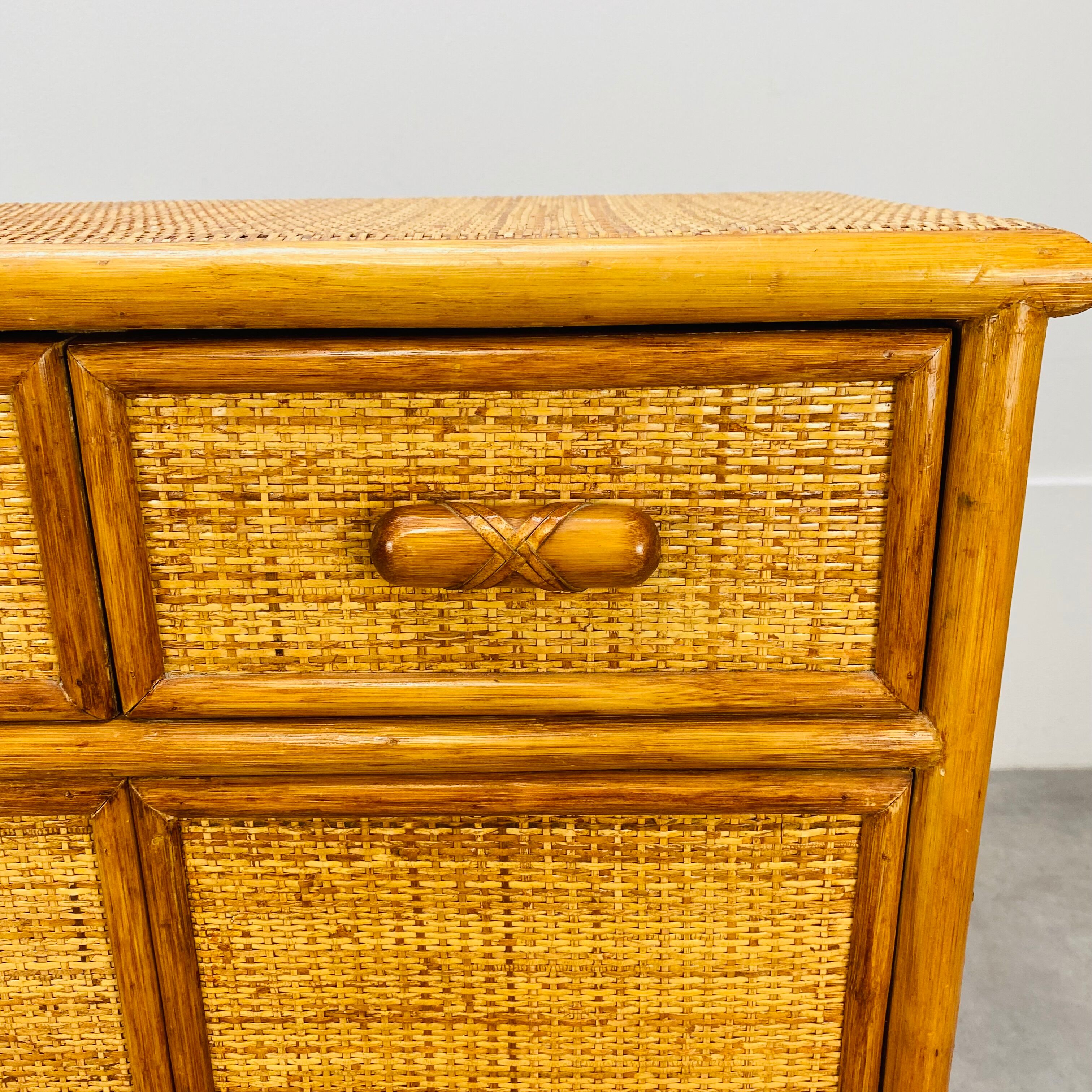 Rattan chest of drawers 60s