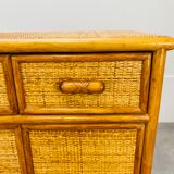 Rattan chest of drawers 60s