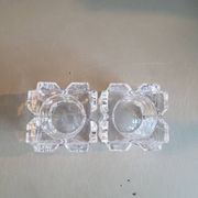 Pair of faceted glass tealight candle holders