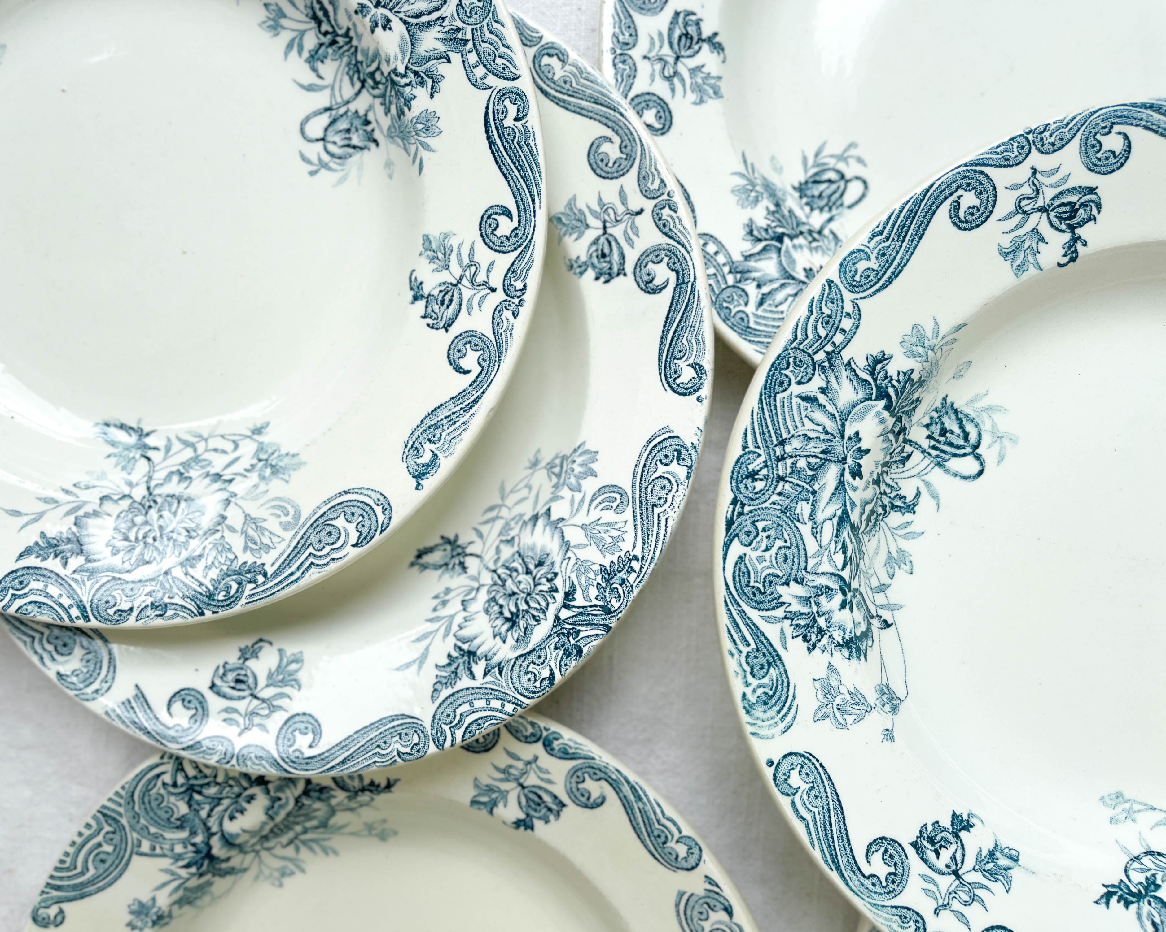 6 assiettes creuses vintage terre de fer clairefontaine modèle "pavot"