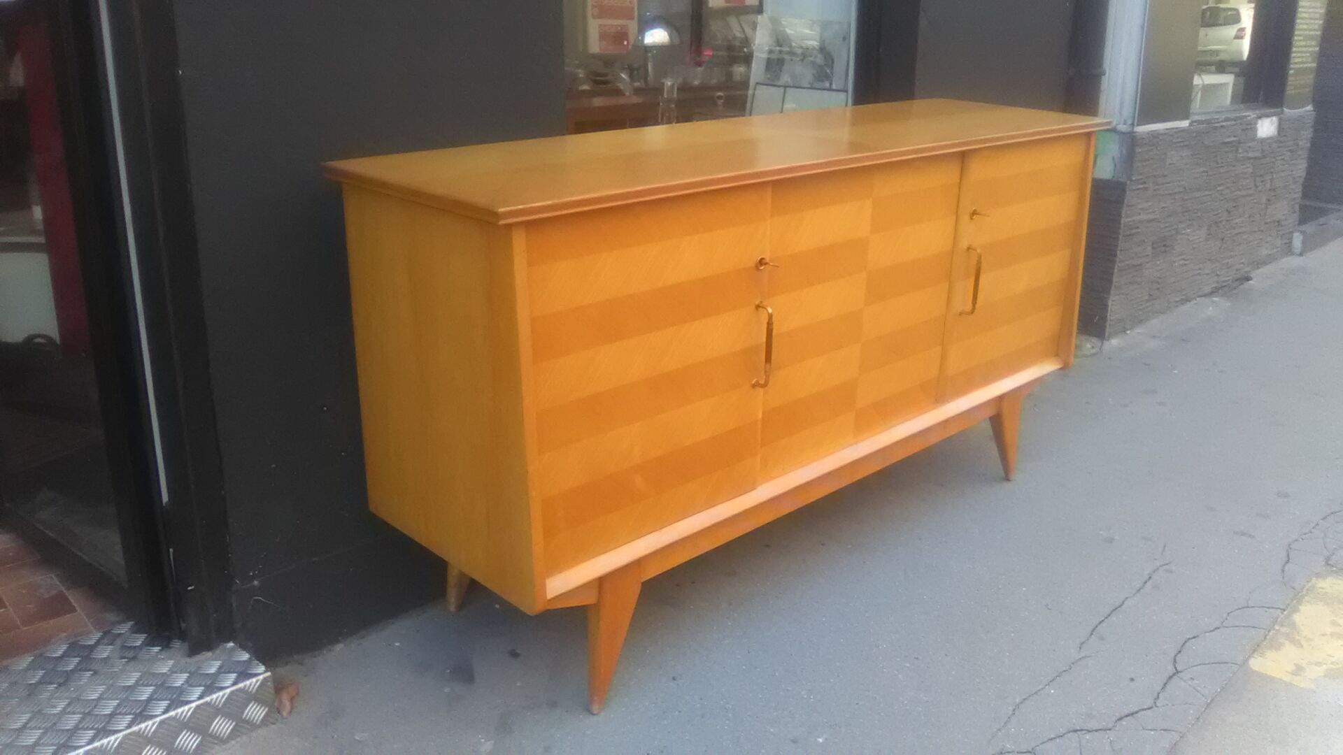 Vintage sideboard 1950 oak foot compass
