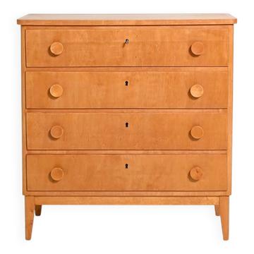 Commode en bouleau scandinave, années 1950