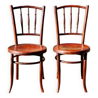 Pair of Swiss Horgen-Glaris bistro chairs early 20th century