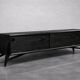 Vintage Mid-Century Scandinavian Modern Dark Oak Sideboard & Wooden Handles