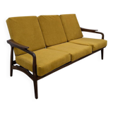 Canapé scandinave retapissé vintage teck