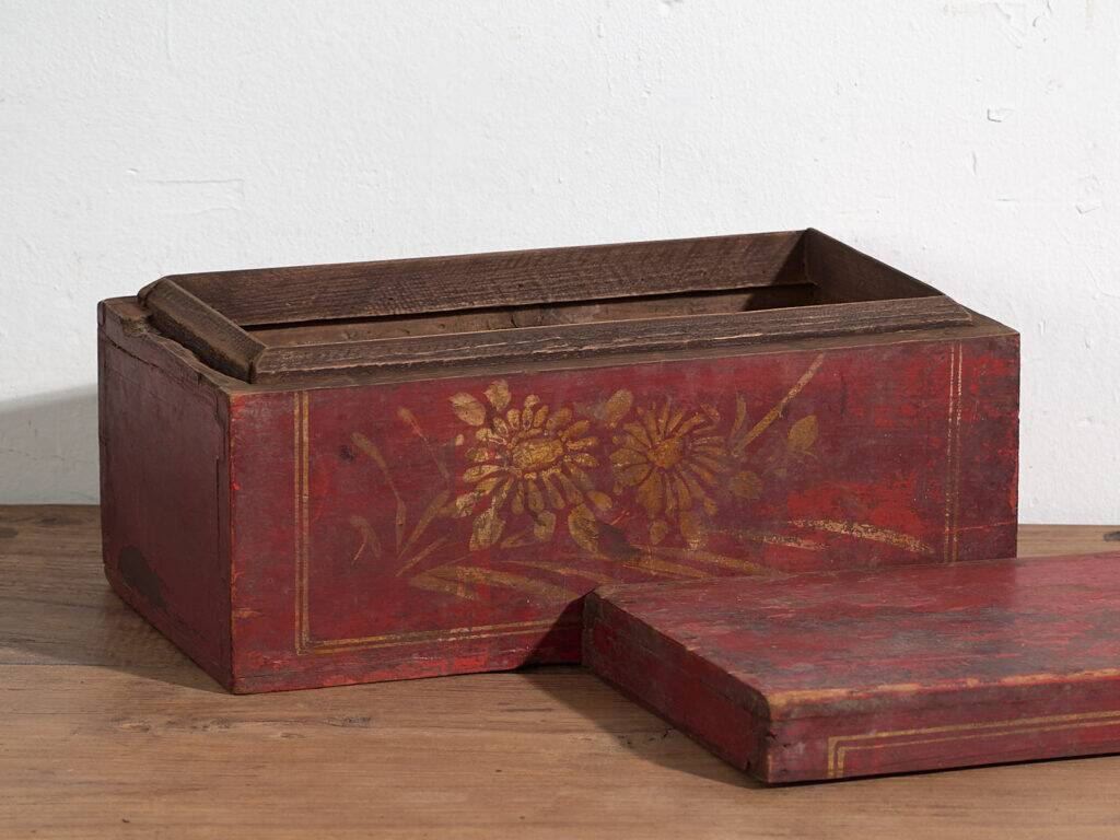Small ancient garnet red chest (c.1900) #43
