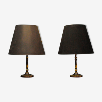 Pair of brass desk lamps