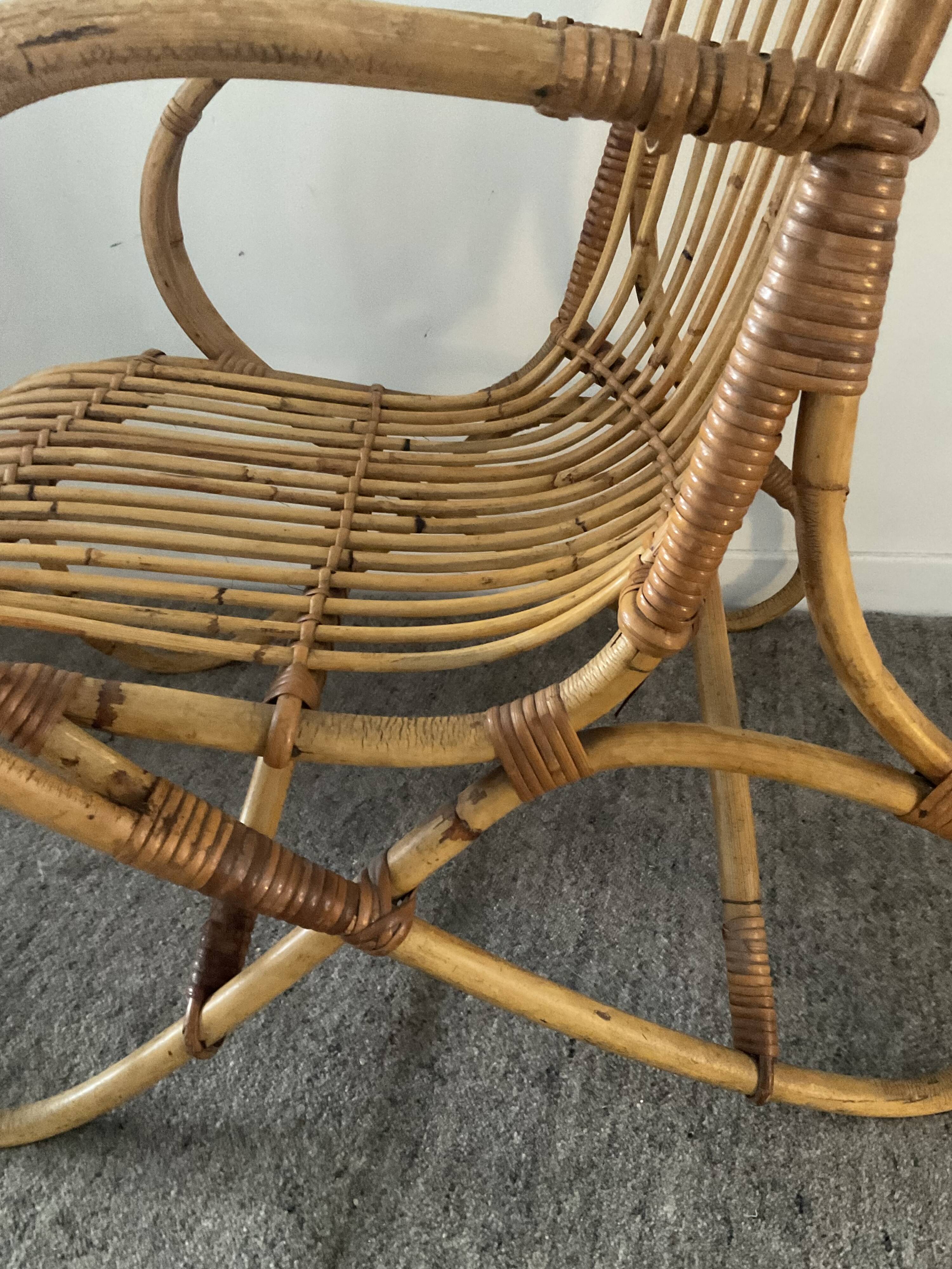1970s rattan children's armchair