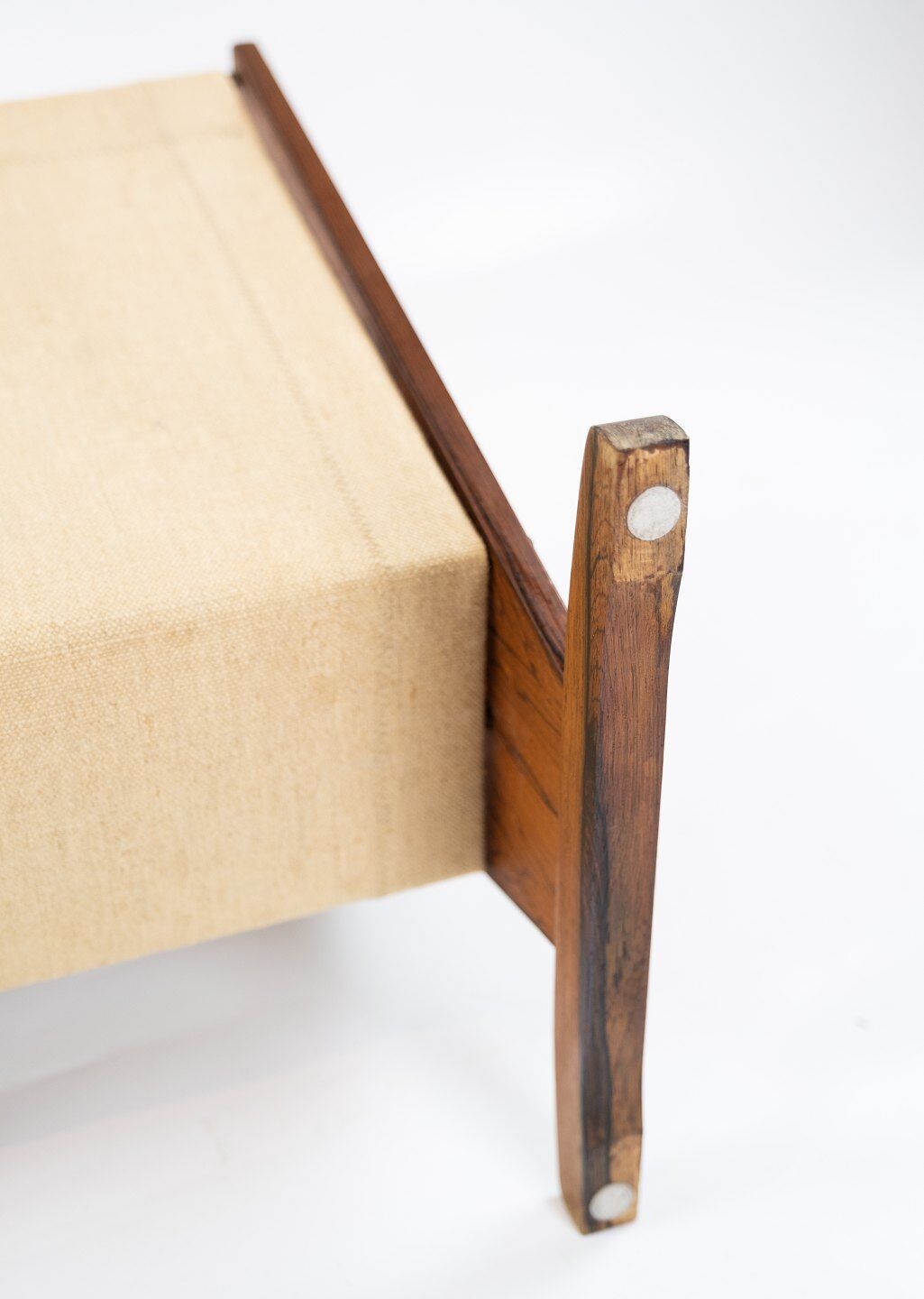 News paper rack in rosewood and canvas of danish design from the 1960s.