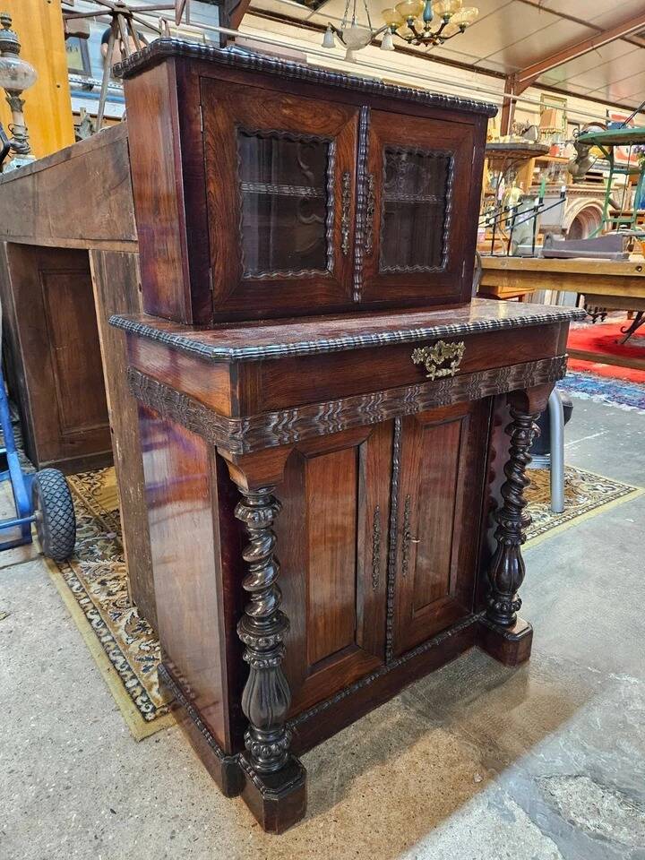 Buffet Bibliothéque deux corps en palissandre, époque Napoléon III