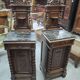 Pair of small side tables or bedside tables from the Napoléon III period, in walnut.