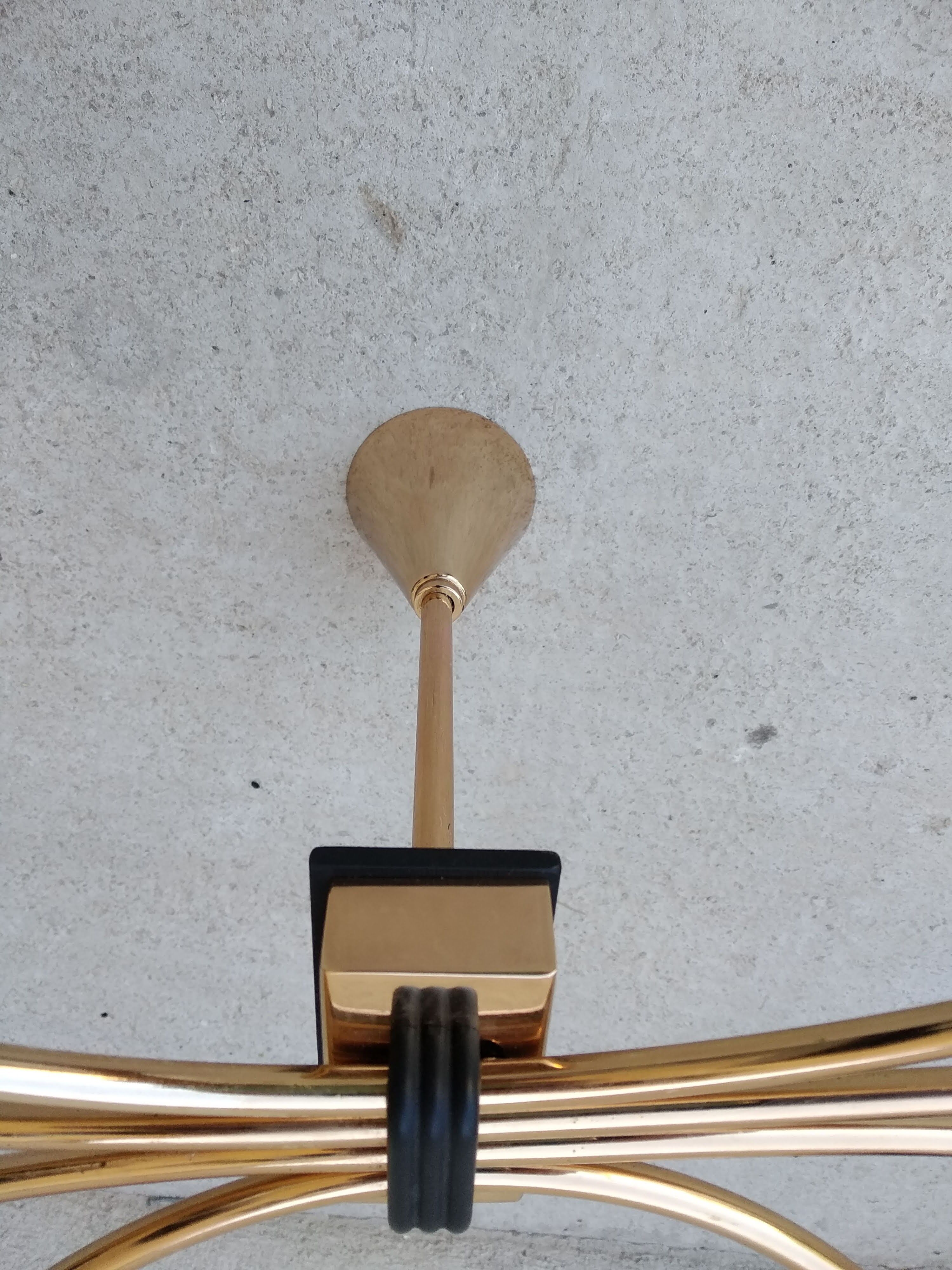 Chandelier supension gilded brass and glass years 50-60