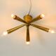 Original small mid-century modern brass Sputnik ceiling lamp with five arms
